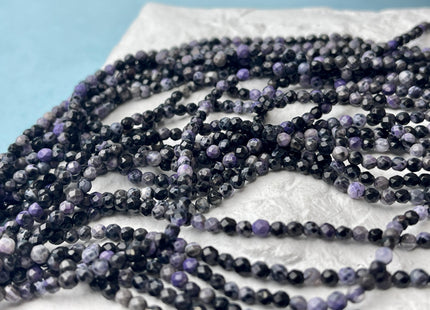 3 mm Faceted Round Purple Black Agate Gemstone Beads #507