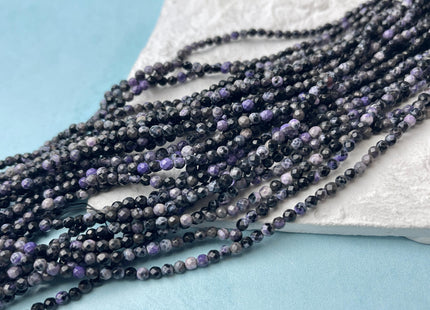 3 mm Faceted Round Purple Black Agate Gemstone Beads #507