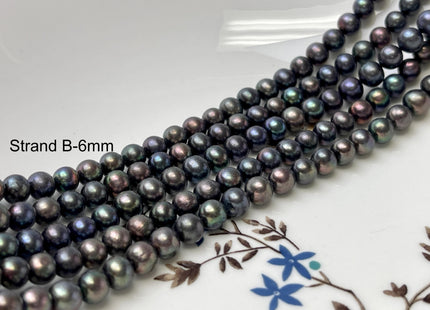 5mm 6mm AAA Dark Gray Peacock Color Freshwater Pearl Bead Genuine Peacock Near Round Pearls #P2793