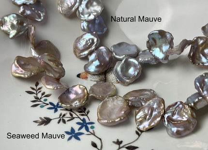 14-17 mm AAAA Natural Pink/Mauve/Seaweed Color Top Drilled Freshwater Pearl Beads Genuine High Luster Natural Cornflake Keshi Pearls #P1351