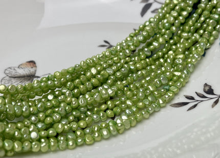 3-4 mm Rare Green Color Potato Nugget Freshwater Pearl Beads Genuine High Luster Freshwater Tiny Seed Pearls #P2772