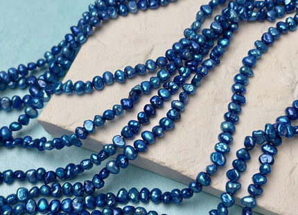 3-4 mm Royal Blue Color Potato Nugget Freshwater Pearl Beads Genuine Tiny Seed Pearl 101 Beads Mixed Blue Green Pearl #P2771