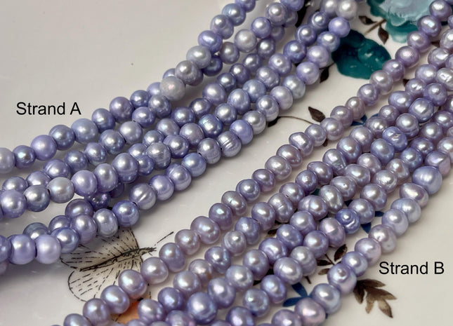 5 mm Lavender Purple Pink Color Ringed Potato Large Hole Freshwater Pearl Beads Hole Size 1.5mm Genuine Freshwater Pearls #P2799