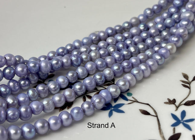 5 mm Lavender Purple Pink Color Ringed Potato Large Hole Freshwater Pearl Beads Hole Size 1.5mm Genuine Freshwater Pearls #P2799