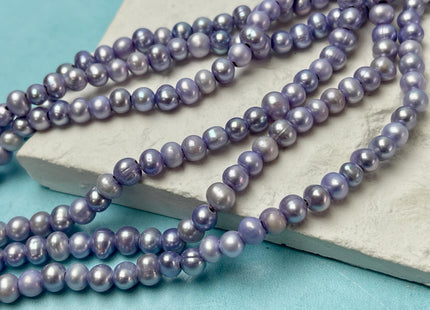 5 mm Lavender Purple Pink Color Ringed Potato Large Hole Freshwater Pearl Beads Hole Size 1.5mm Genuine Freshwater Pearls #P2799