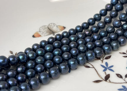 7.5-8 mm AA Round Freshwater Pearl Beads Dark Royal Blue Color Genuine Freshwater Pearl 15.5 Inches Strand #P2800