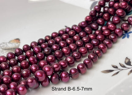 6-7 mm Burgundy Red Color Potato Freshwater Pearl Bead Genuine Dark Red Color Off Round Freshwater Pearls #P2801