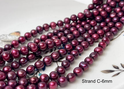 6-7 mm Burgundy Red Color Potato Freshwater Pearl Bead Genuine Dark Red Color Off Round Freshwater Pearls #P2801