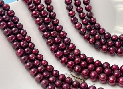 6-7 mm Burgundy Red Color Potato Freshwater Pearl Bead Genuine Dark Red Color Off Round Freshwater Pearls #P2801
