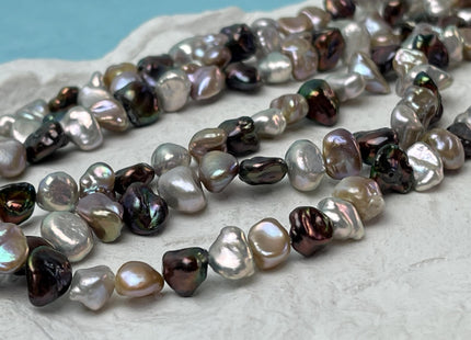 7x9 mm AAA Natural Seaweed Pink Gray Brown Color Keshi Nugget Freshwater Pearl Beads Genuine Keshi Nugget Freshwater Pearls #P1850