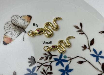 Red/Blue/Green Eye Snake Design Charms for Necklace Jewelry Making 18K Gold Filled Charm Pendant With Colored CZ Crystals, One Piece #CR0020