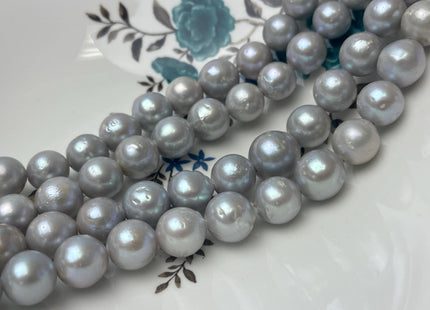 12-15-16mm Half Strand Large Hole Gray Baroque Pearl Rare Jumbo Size Edison Pearl Hole Size 2.2mm Genuine Freshwater Pearls. 14 Beads #P2200