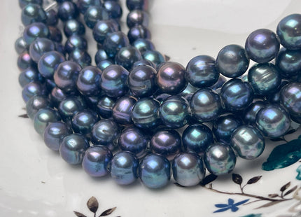 10 mm AA Half Strand Large Hole Potato Peacock Genuine Freshwater Pearl Beads Hole Size 2.2mm 21 Beads #P2802