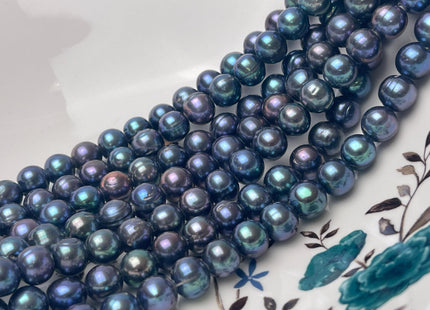10 mm AA Half Strand Large Hole Potato Peacock Genuine Freshwater Pearl Beads Hole Size 2.2mm 21 Beads #P2802