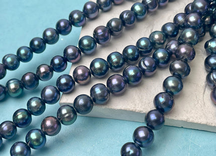 10 mm AA Half Strand Large Hole Potato Peacock Genuine Freshwater Pearl Beads Hole Size 2.2mm 21 Beads #P2802