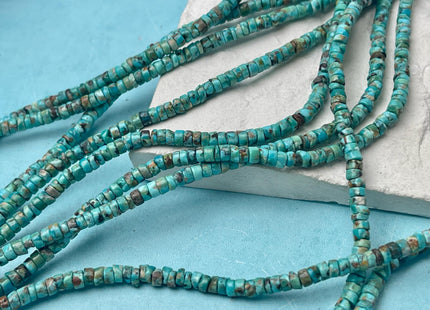 4 mm Natural Turquoise Heishi Rondelle Shape Genuine Rare Natural Color Turquoise Gemstones Loose Beads 15.5 Inches Strand #2974