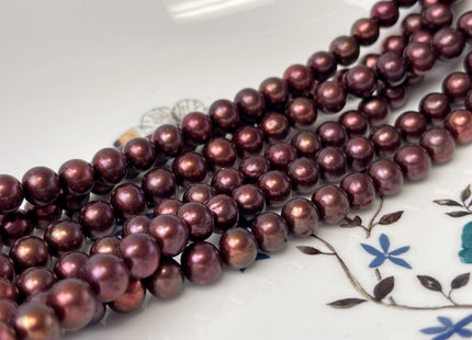 8 mm AAA Brown Burgundy Red Color Freshwater Round Pearl Bead Genuine Round Freshwater Pearls 52 Beads #P2804