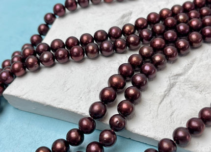 8 mm AAA Brown Burgundy Red Color Freshwater Round Pearl Bead Genuine Round Freshwater Pearls 52 Beads #P2804