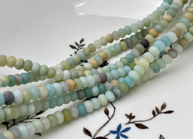 4x6 mm Natural Smooth Rondelle Multi Color Amazonite Beads Natural Green Color Amazonite Loose Beads 15.5 Inches Strand #4210