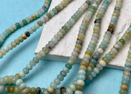 4x6 mm Natural Smooth Rondelle Multi Color Amazonite Beads Natural Green Color Amazonite Loose Beads 15.5 Inches Strand #4210