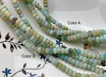 4x6 mm Natural Smooth Rondelle Multi Color Amazonite Beads Natural Green Color Amazonite Loose Beads 15.5 Inches Strand #4210