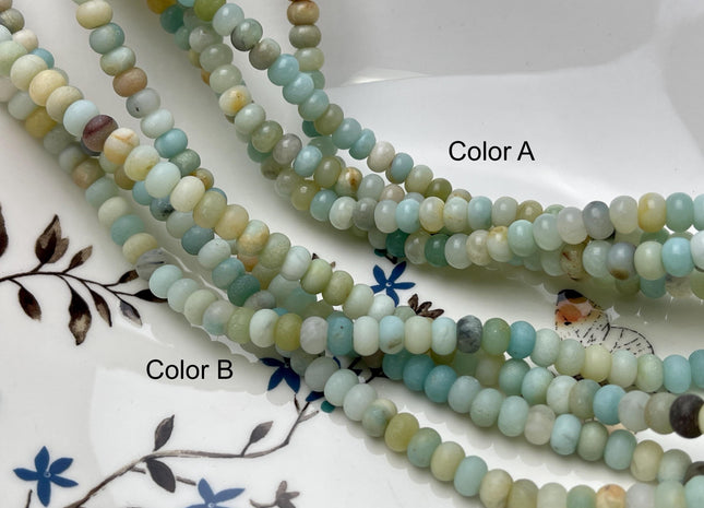 4x6 mm Natural Smooth Rondelle Multi Color Amazonite Beads Natural Green Color Amazonite Loose Beads 15.5 Inches Strand #4210