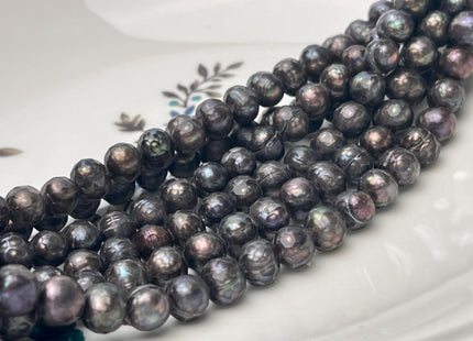 8 mm Faceted Potato Freshwater Pearl Dark Peacock Rare Genuine Faceted Cultured freshwater Pearl Beads #1033