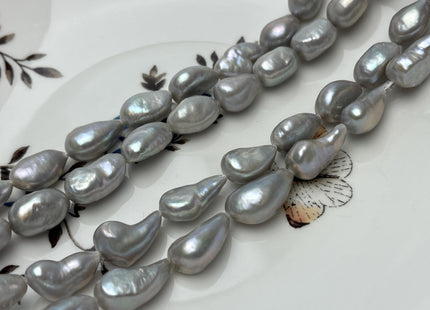 9-10x11-16 mm AAA Silver Gray Color Rice Nugget Freshwater Pearl Beads Genuine High Luster Long Oval Pearl Nuggets #P2805