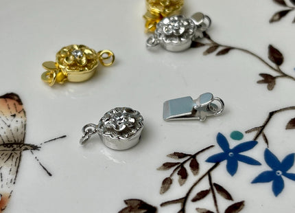 10 mm 925 Sterling Silver Flower Clasp Genuine Sterling Silver Findings 925 Sterling Silver Clasps w/CZ DIY Jewelry #10307