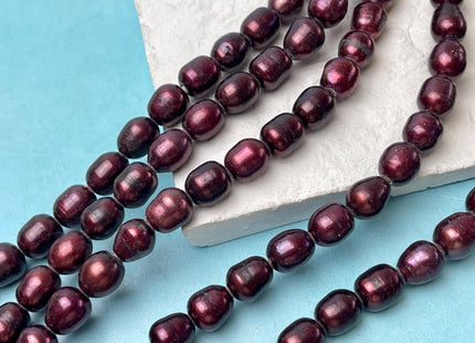 10x11-12 mm Dark Red Burgundy Rice Large Hole Freshwater Pearl Hole Size 2.1 mm Large Hole Red Pearl Beads #P2807