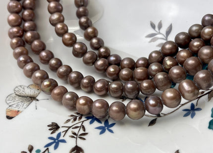 9-10 mm AA Chocolate Brown Color Potato Freshwater Pearls Hole Size 2.1mm Genuine Large Hole Freshwater Pearl #P2809