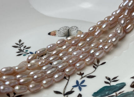5x8-9 mm AA Natural Light Mauve Pink Rice/Oval Freshwater Pearl Beads Genuine Long Rice Freshwater Pearls #P2810