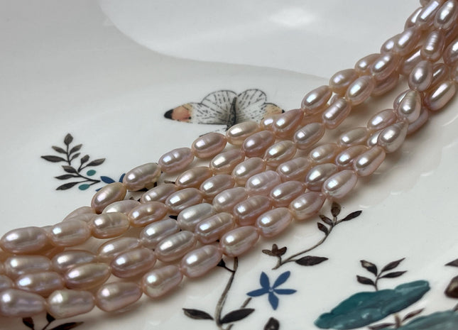 5x8-9 mm AA Natural Light Mauve Pink Rice/Oval Freshwater Pearl Beads Genuine Long Rice Freshwater Pearls #P2810