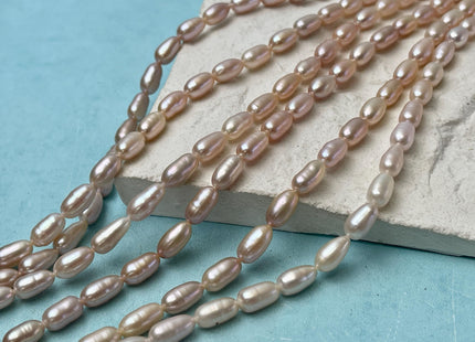 5x8-9 mm AA Natural Light Mauve Pink Rice/Oval Freshwater Pearl Beads Genuine Long Rice Freshwater Pearls #P2810