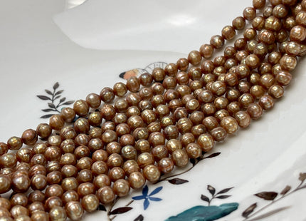 5-6 mm Rare Faceted Dark Champagne Color Semi Round Freshwater Pearl Beads Genuine Faceted Freshwater Pearls #P2812