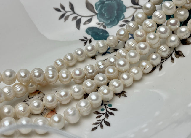 10-11 mm Large Hole Natural White Potato Freshwater Pearl Beads Hole Size 2.2 mm Large Hole Beads Large Hole White Pearls #1466