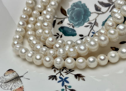 10-11 mm Large Hole Natural White Potato Freshwater Pearl Beads Hole Size 2.2 mm Large Hole Beads Large Hole White Pearls #1466