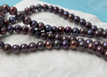 8-9 mm AA Large Hole Half Strand Purple Peacock Color Freshwater Pearl Beads Potato Shape Hole Size 2.2mm Genuine Freshwater Pearls #1720