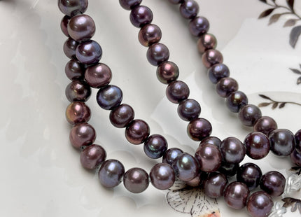 8-9 mm AA Large Hole Half Strand Purple Peacock Color Freshwater Pearl Beads Potato Shape Hole Size 2.2mm Genuine Freshwater Pearls #1720