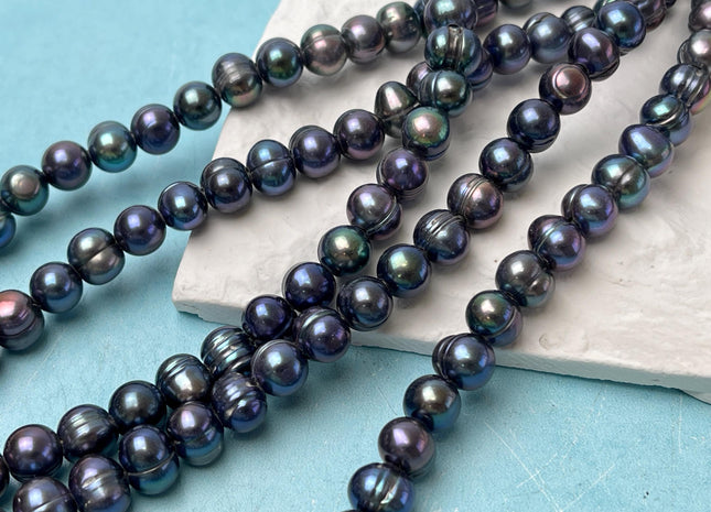 10-11 mm Large Hole Peacock Color Potato Freshwater Pearl Beads Hole Size 2.2 mm Large Hole Beads Large Hole Freshwater Pearls #1465