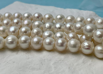 11 mm Half Strand Large Hole Natural White Potato Freshwater Pearls Hole Size 2.2mm 3.0mm Genuine Round Pearl Beads #1209