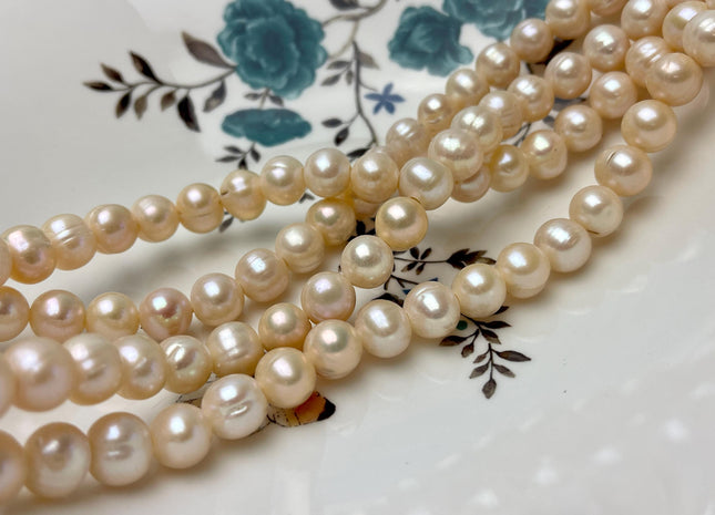 10-11 mm AA Large Hole Natural Light Pink Or Light Peach Color Freshwater Pearl Beads Hole Size 2.2 mm High Luster Large Hole Pearls #593