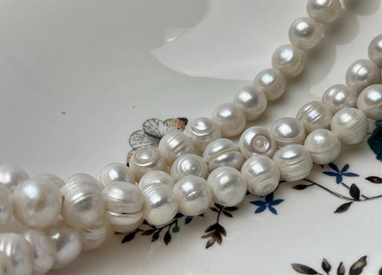 13-15 mm Jumbo Ringed Potato Freshwater Pearl Beads 2.0 mm Hole,Natural White, Light Pink OR Peacock,Ringed Large Hole Pearl #592