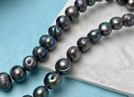 13-15 mm Jumbo Ringed Potato Freshwater Pearl Beads 2.0 mm Hole,Natural White, Light Pink OR Peacock,Ringed Large Hole Pearl #592