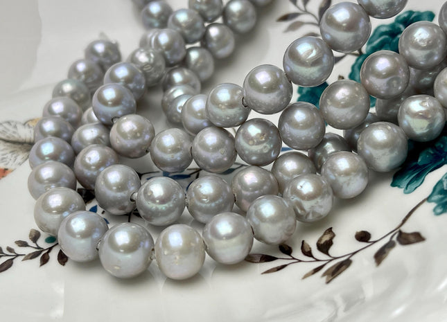 11 mm Half Strand High Luster Potato Gray Freshwater Pearl Beads 2.2mm Hole Genuine Large Hole Cultured Freshwater Pearls #31