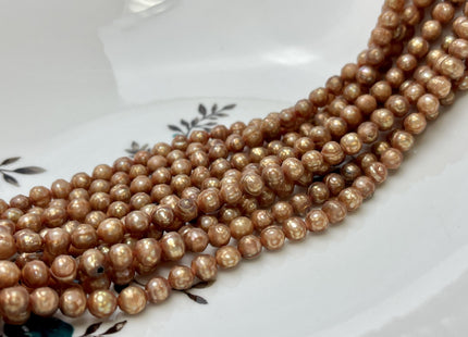 5 mm Rare Faceted Gold Champagne Color Semi Round Freshwater Pearl Beads Genuine Faceted Freshwater Pearls #P2814