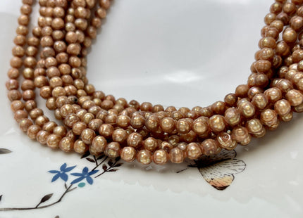 5 mm Rare Faceted Gold Champagne Color Semi Round Freshwater Pearl Beads Genuine Faceted Freshwater Pearls #P2814