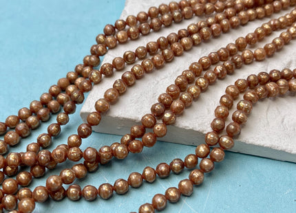 5 mm Rare Faceted Gold Champagne Color Semi Round Freshwater Pearl Beads Genuine Faceted Freshwater Pearls #P2814