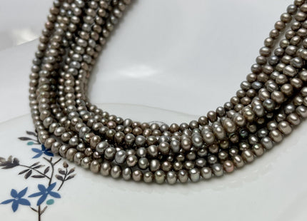3.5-4 mm AAA Abalone Gray Champagne Color Potato Freshwater Pearl Beads Genuine High Luster Freshwater Seed Pearls #1531
