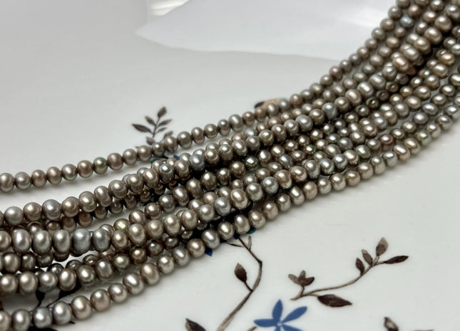 3.5-4 mm AAA Abalone Gray Champagne Color Potato Freshwater Pearl Beads Genuine High Luster Freshwater Seed Pearls #P2817